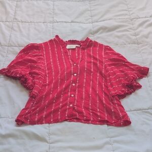 Anthropologie Maeve Red and White Striped Blouse
